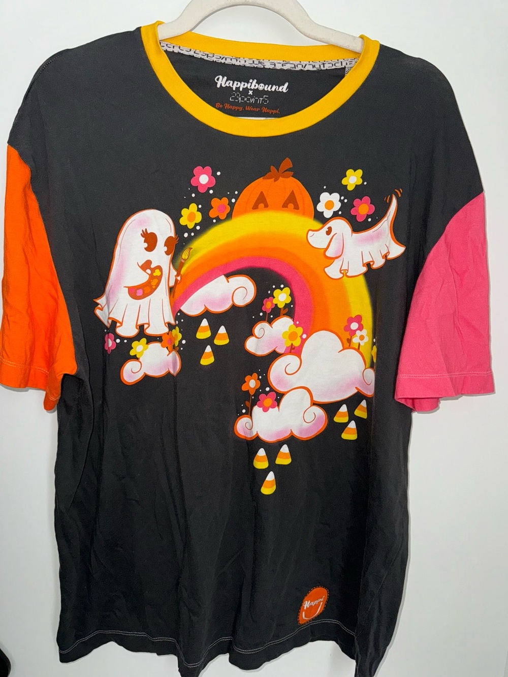 HappiBound x 23point5 Limited Edition Halloween Rainbow Ghost Dog Tee Size Med